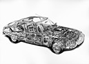 Citroën SM (1970) - die Durchsichtszeichung zeigt die Innereien