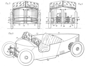 Claveau (1925) – Ansichten eines Sportwagens mit doppelten Halbelliptikfedern vorn und acht Viertelelliptikfedern hinten Claveau (1925) – Ansichten eines Sportwagens mit doppelten Halbelliptikfedern vorn und acht Viertelelliptikfedern hinten