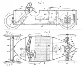 Claveau (1925) – Ansichten eines Sportwagens mit doppelten Halbelliptikfedern vorn und acht Viertelelliptikfedern hinten