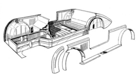 Claveau 6 CV (1930) – Bodengruppe aus Pressblech