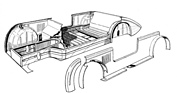 Claveau 6 CV (1930) – Bodengruppe aus Pressblech