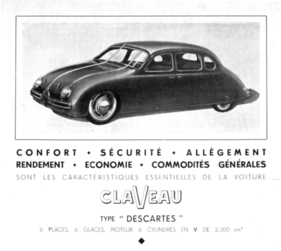 Claveau Descartes (1947) – 6 Plätze, 6 Fenster, 8 Zylinder – Panoramascheibe und Pontonkarosserie waren wegweisend