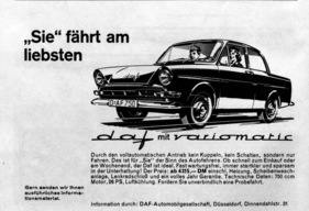 DAF 750 (1963) - Werbung - sie fährt am liebsten DAF 750 (1963) - Werbung - sie fährt am liebsten