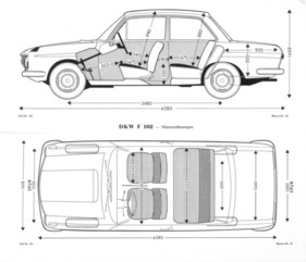 DKW F 102 (1964) – Masszeichnungen