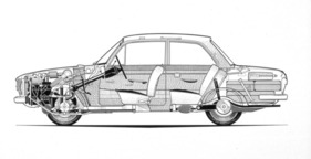 DKW F 102 (1964) – Schnittzeichnung der Seitenansicht