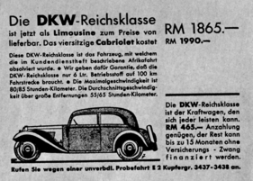 DKW Reichsklasse (1935) - Alte DKW Werbung (1935)