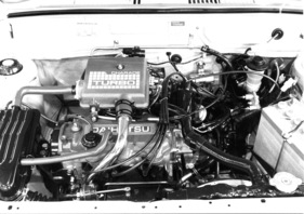 Daihatsu Charade - mit Turbolader steigt die Höchstgeschwindigkeit auf 155 km/h - am Genfer Automobilsalon 1984