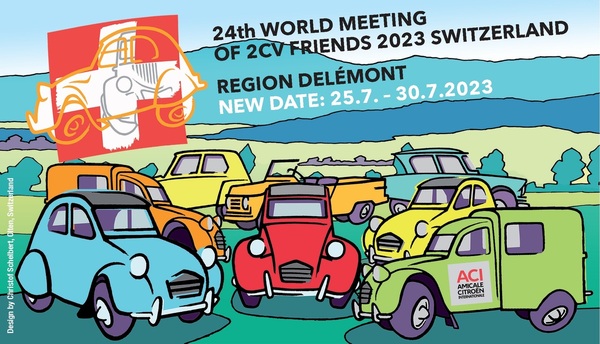 Bild: Das Plaketsujet des 24. 2CV-Welttreffens