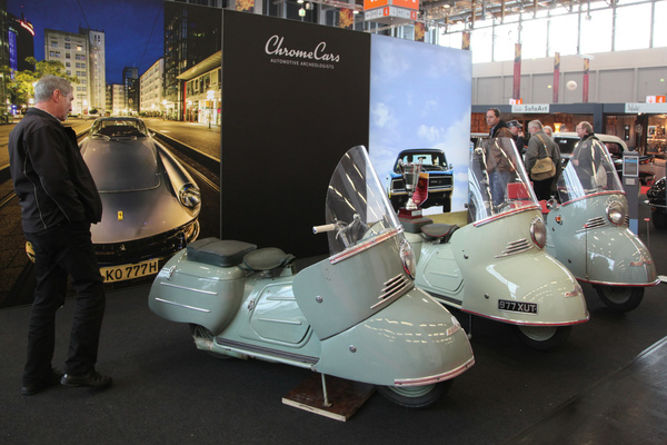 Das Trio von Maicomobilen, in den frühen Fünfzigerjahren als Auto auf zwei Rädern angepriesen, stiess auf viel Interesse - Retro Classics Bavaria 2017 in Nürnberg
