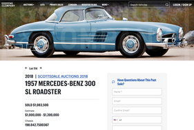 Das tatsächliche Original mit der Nummer ...0367 – ein taubenblauer Roadster mit Hardtop. Das Bild stammt von der Homepage des Auktionshauses Gooding & Company, das den Wagen 2018 in Scottsdale, Arizona, für 1'083'500 Dollar versteigerte