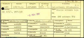 Datenkarte des Mercedes-Benz 300 SL Roadster, Fahrgestellnummer 198042-10-002786