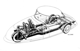Davis Divan (1948) – Durchsichtszeichnung für Rahmen und Technik