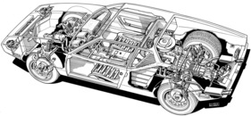 De Tomaso Pantera (1971) - Durchsichtszeichnung