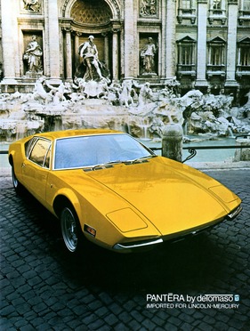 De Tomaso Pantera (1974) - Titelseite eines Verkaufsprospektes von 1974 - man beachte den Text