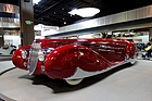 Delahaye 165 Roadster (1938) – verkleidete Räder und wellenartige Chromleisten am Karosseriesaum