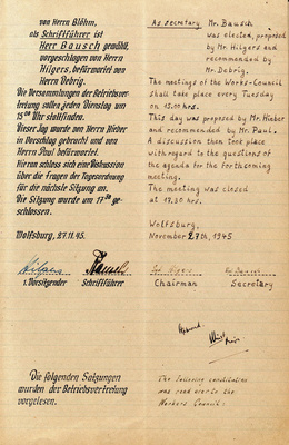 Democracy and works council - The British had set up a works council in the summer of 1945.