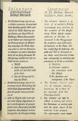 Democracy and works council - The British had set up a works council in the summer of 1945.