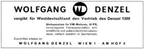 Denzel Inserat in der Zeitschrift Auto Motor und Sport 1959 - Vertrieb für Deutschland gesucht