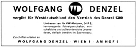 Denzel Inserat in der Zeitschrift Auto Motor und Sport 1959 - Vertrieb für Deutschland gesucht