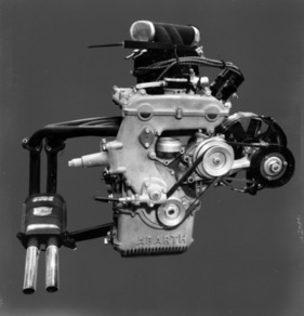 Der Abarth Bialbero-Motor verträgt Drehzahlen bis 7500 U/min - Genfer Automobilsalon 1959