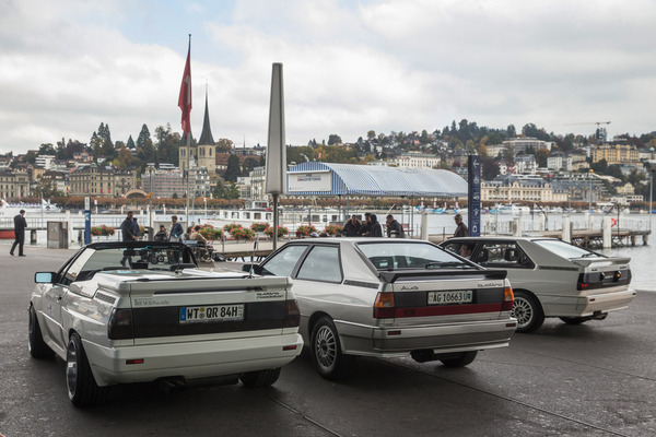 Bild: Der Audi quattro Roadster von Treser zusammen mit Kollegen in Luzern