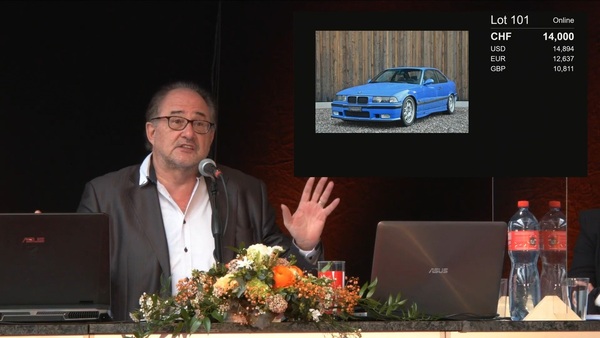 Der BMW M3 E36 wird für CHF 14'000 zugeschlagen - Versteigerung Oldtimer Galerie Toffen vom 27. März 2021