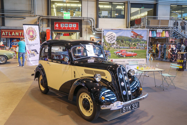 The Ford Popular may have a kidney, but it comes from England and is here advertising the FNA meeting - Swiss Classic World Lucerne 2023