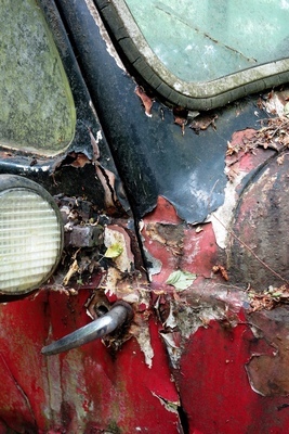 Der Lack des BMW/EMW 340 ist kaum noch sichtbar - Autoskulpturenpark Neandertal