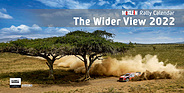 Image: The McKlein Rally Calendar 2022 - The Wider View shows current WRC cars in beautiful landscapes.