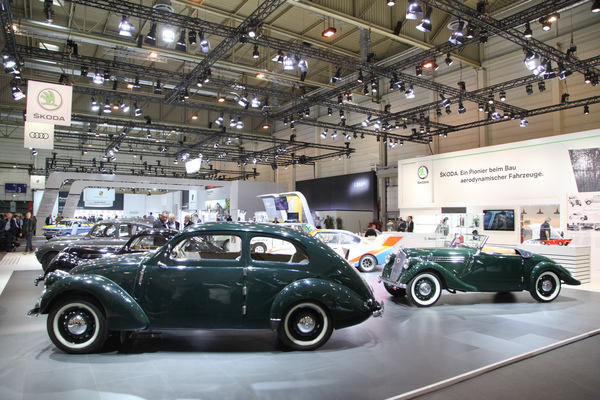 Der Skoda-Stand im Zeichen der Aerodynamik (Techno Classica 2017)