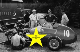 Der junge Michael May als Rennfahrer beim Eifelrennen auf dem Nürburgring 1959 Der junge Michael May als Rennfahrer beim Eifelrennen auf dem Nürburgring 1959