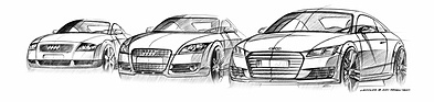 Design sketch of all three Audi TT generations