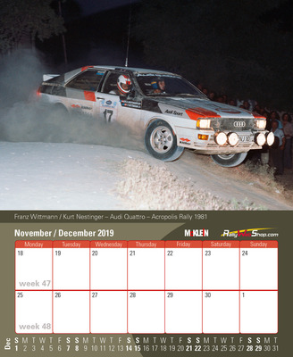 Desktop Rally Kalender 2019 von McKlein - November/Dezember