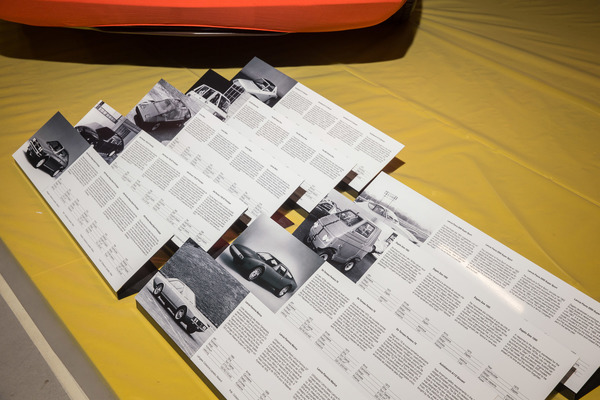 Die Beschriftungen stehen bereit - Sonderschau "Italo-Design 1968-1978 - Collezione Lopresto" im Verkehrshaus Luzern 2018