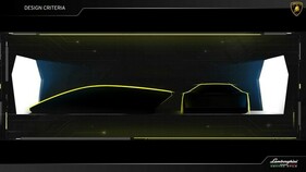 Die Design-Kriterien von Lamborghini, die geschwungene Silhouette und die nach innen verlaufende Form des Cockpits