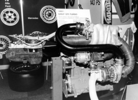 Die Firmen Horag und Rinspeed zeigten unabhängig voneinander Turboversionen des Golf-GTI-Einspritzmotors - Genfer Automobilsalon 1979