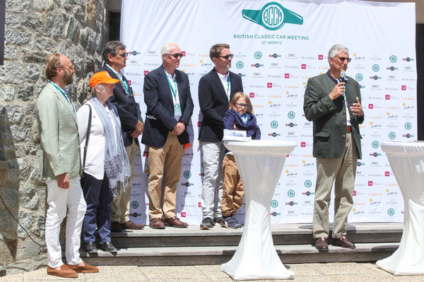 Bild Die Jury mit Richard Gauntlett, Jane Owen, Ian Cameron, Carl Gustav Magnusson, Andreas Thurner und Marco Makaus - 28. British Classic Car Meeting St.Moritz (BCCM) 2022
