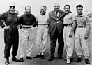 Die Mercedes-Mannschaft am GP Monza - Piero Taruffi, Juan Manuel Fangio, Karl Kling, Alfred Neubauer, Stirling Moss, Andre Simon