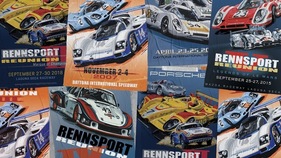 Die Plakate der bisherigen Porsche Rennsport Reunion Versanstaltungen