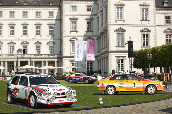 Bild Die Rallye-Rennwagen der Gruppe B im Schlosspark - Lancia, Audi und Porsche - Sonderausstellung "Let it B" mit Gruppe B Rallye-Fahrzeugen an der Schloss Bensberg Classics 2015