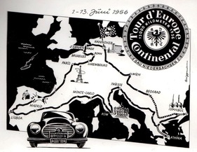 Die Route der ersten Tour d'Europe im Jahr 1956 Die Route der ersten Tour d'Europe im Jahr 1956