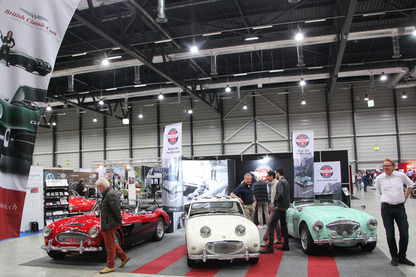 Bild: Die Vielfalt von Austin-Healey auf dem Clubstand - Swiss Classic World Luzern 2019