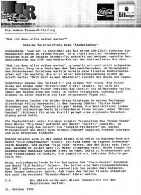Die andere Pressemitteilung - ITR Communiqué im Jahr 1992