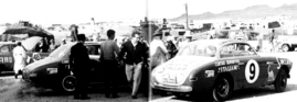 Die beiden 1951 erfolgreichen Ferrari 212 E zwischen zwei Etappen