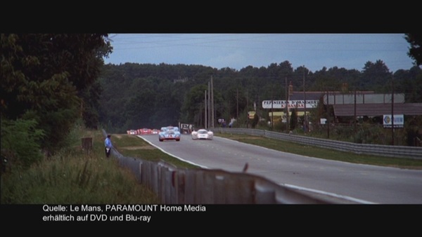 Bild Die berüchtigte Szene, das gespielte Überholmanöver, welches bei 370km/h gedreht werden musste! Standbild aus dem Film "Remember Le Mans" von Christian Giesser