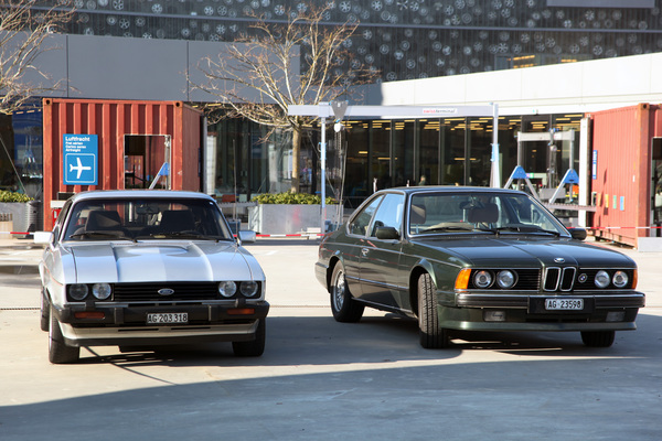 Image: The younger ones at the Lucerne Museum of Transport - Ford Capri III and BMW 635 CSI