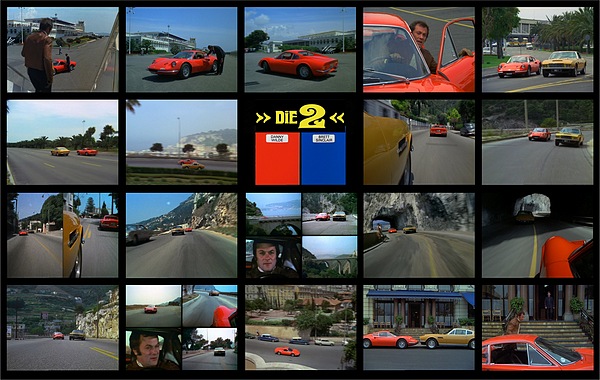 Dino 246 GT (1970) - Fernsehserie Die Zwei mit Tony Curtis am Steuer des Dinos und Roger Moore am Steuer des Aston-Martin DBS V8