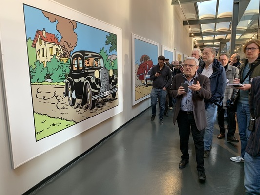 Bild Dominique Maricq bei der Presseführung – Tim und Struppi-Ausstellung – Musée National de l'Automobile Mulhouse