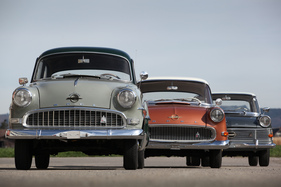 Three generations of Opel Rekord - Olympia Rekord from 1956, Rekord Ascona from 1959 and Rekord P2 from 1962