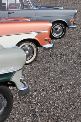 Drei Generationen Opel Rekord - Olympia Rekord von 1956, Rekord Ascona von 1959 und Rekord P2 von 1962